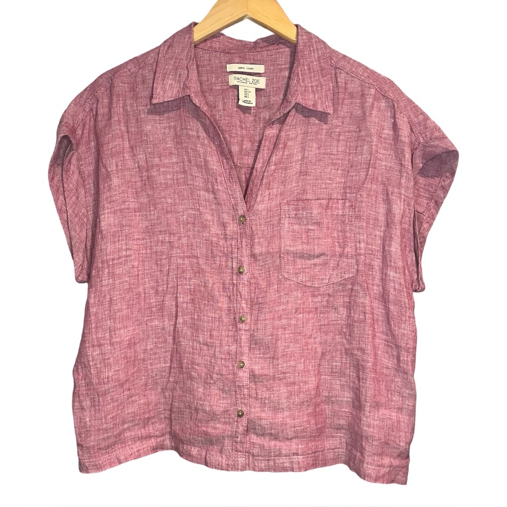 Rachel Zoe Pink Short Sleeve Button-Down Shirt